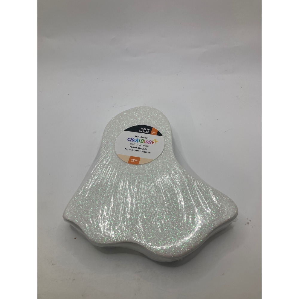 Creatology Halloween Ghost Foam Craft Shapes‎ White Glitter New 15 Pieces